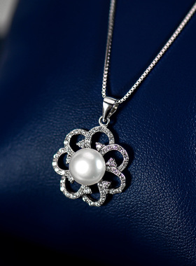 白日焰火S925银项链女花环珍珠花朵吊坠高级感轻奢配饰森系原创