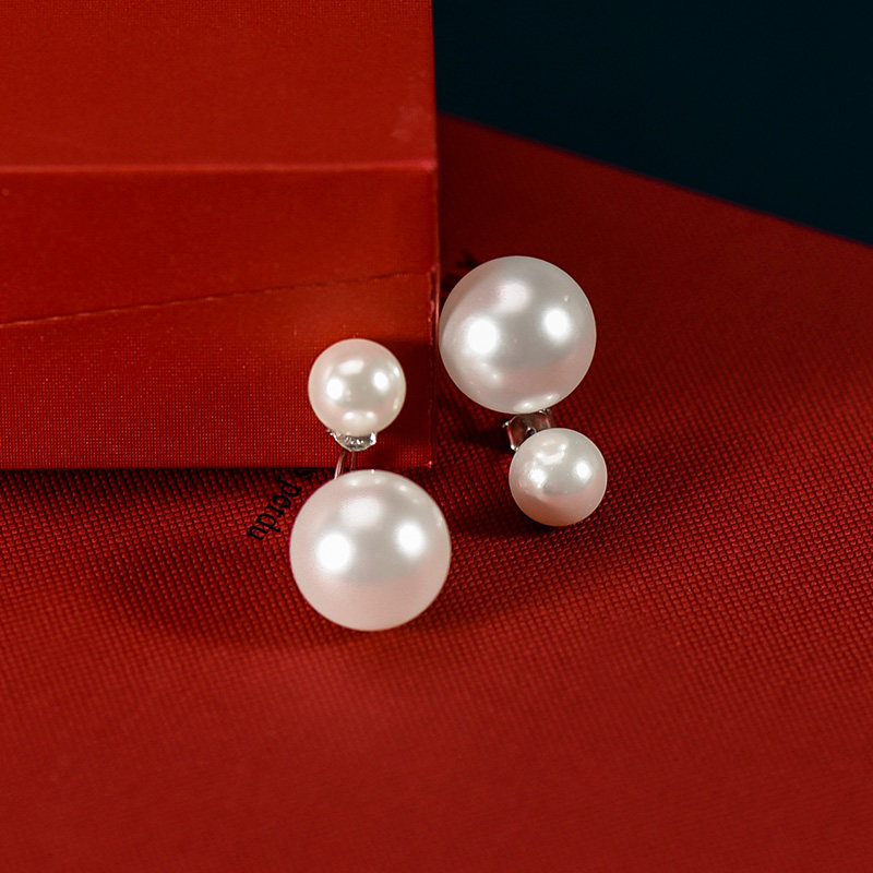 浮城复古气质纯银耳环日韩简约大贝珠白色耳钉耳坠晚礼服配饰女