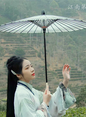 古风长柄真丝灰色蓝色大红黑色舞蹈道具装饰摄影汉服婚纱拍照和伞