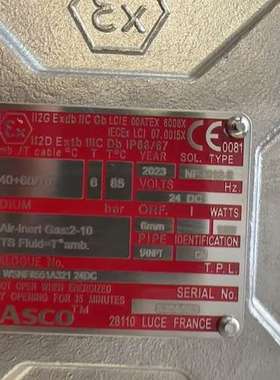 检修ASCO电磁阀 WSNF8551A321，24VDC，全新原详询