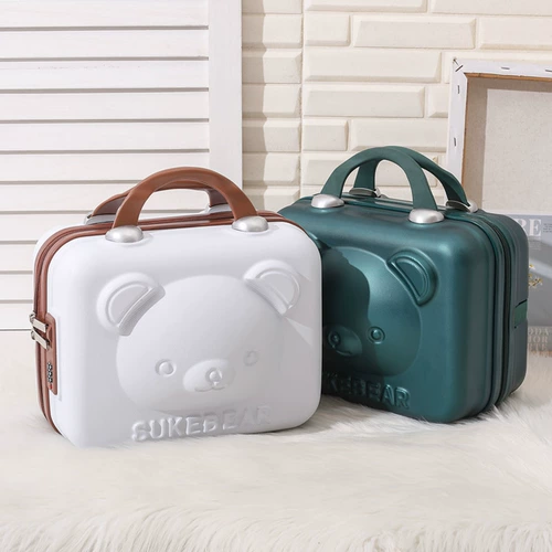 Милая косметичка, портативный чемодан, маленький ящик для хранения для путешествий, сумка, с медвежатами, 14 дюймов