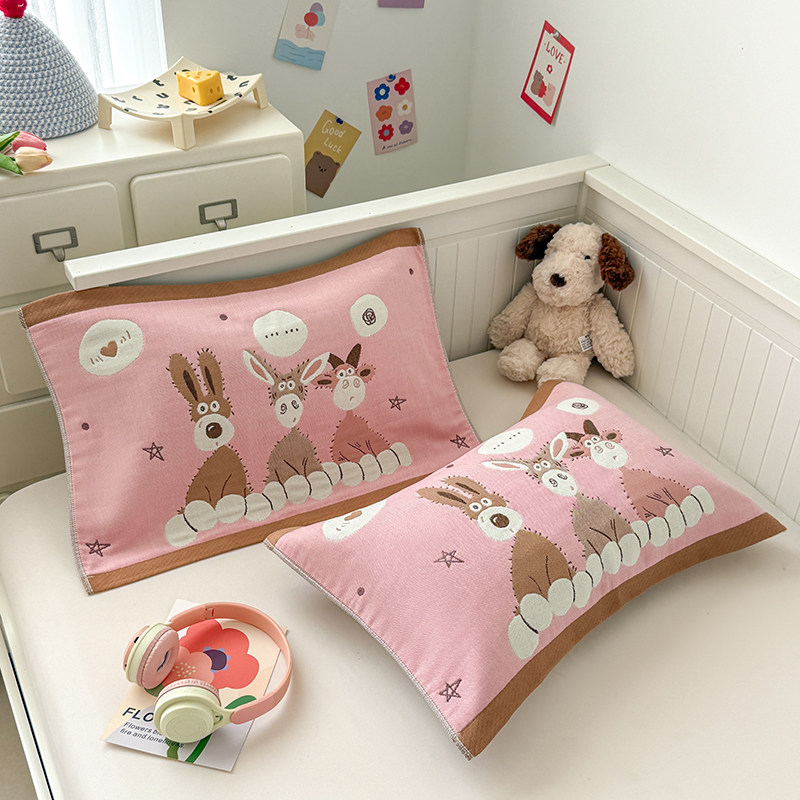 A类纯棉纱布枕巾一对装儿童40x60