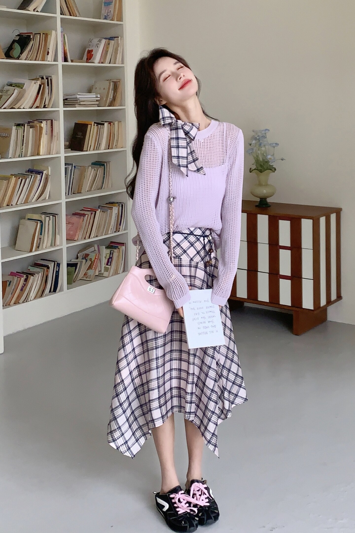 新款！针织衫上衣+格子半身裙两件套套装159-2607P165K268,女装套装/套裙,浙宝159