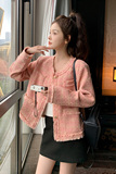 粉色小香风外套女2024秋新款别致设计感流苏流行漂亮法式气质上衣，女装短外套，浙宝159