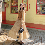 现货！复古长袖连衣裙麂皮绒马甲套装两件套159-0957P155K218，女装套装/套裙，浙宝159