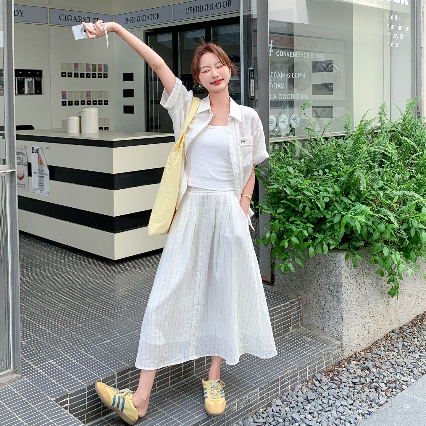 新款现货！米白色条纹休闲套装女159-796P145K208,女装套装/套裙,浙宝159