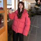 现货！火龙果色厚款三防面料90白鸭绒羽绒服159-730P295K438，女装羽绒服，浙宝159