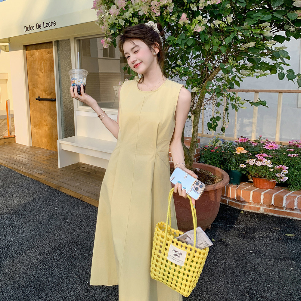 现货新款韩版通勤OL无袖连衣裙收腰背心裙子159-766P115K168,女装连衣裙,浙宝159