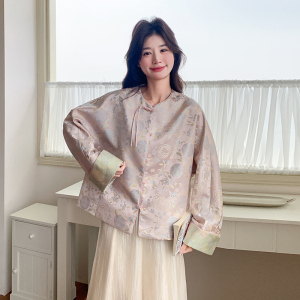 新中式风缎面提花刺绣盘扣外套女短款159-747P145K208，女装短外套，浙宝159
