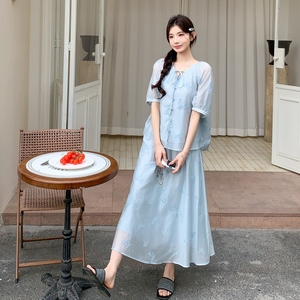 现货新款新中式风刺绣天丝两件套装159-788P165K248