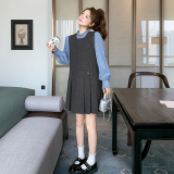 现货！高品质蓝色衬衫+毛呢裙两件套装159-736P165K248，女装套装/套裙，浙宝159