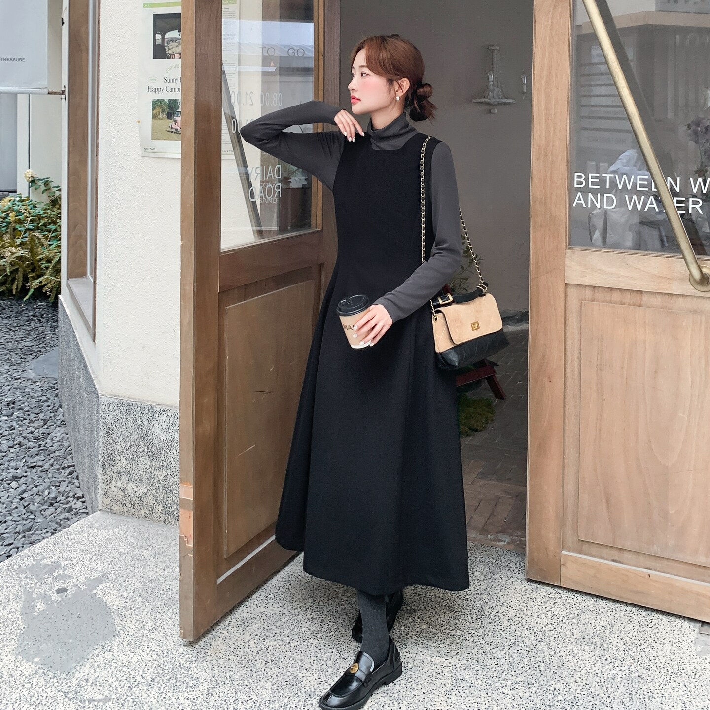 新款！黑色连衣裙+灰色针织衫两件套装159-538P165K248,女装套装/套裙,浙宝159