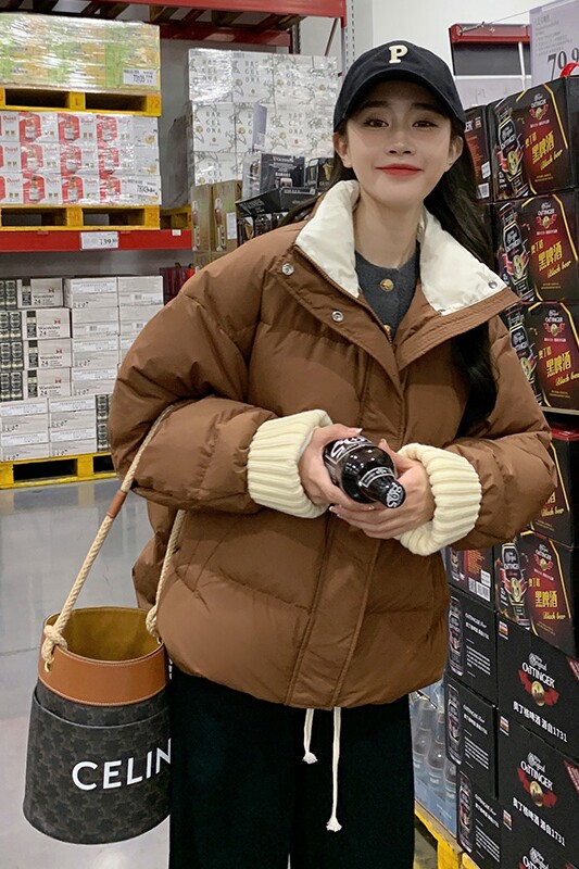 主推！26号出货90白鸭绒羽绒服女短款韩版宽松159-833P260K398,女装羽绒服,浙宝159
