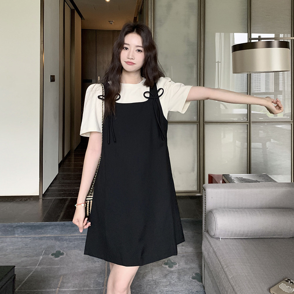 现货！数据好纯棉短袖T恤+背带裙两件套装159-767P135K188,女装套装/套裙,浙宝159