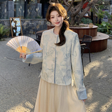 新中式国风提花短外套女2025春季新款气质清冷感小个子超好看上衣，女装短外套，浙宝159