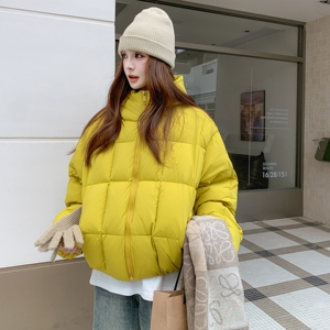 现货！韩系宽松黄色面包90白鸭绒羽绒服159-520P305K458图片