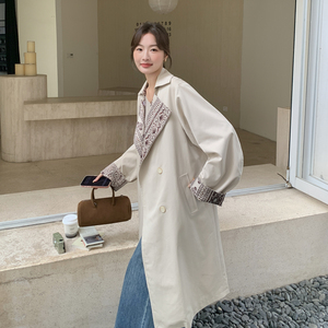 新款2026春装米白色宽松风衣长款159-2602P185K298图片