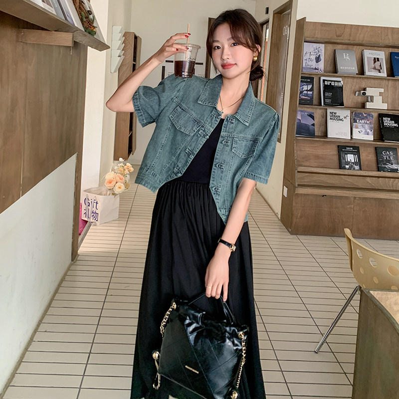 现货！风牛仔上衣+吊带裙两件套套装159-0927P155K218,女装套装/套裙,浙宝159