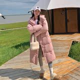 韩系甜美粉色羽绒服女冬季2024新款中长款过膝超好看加厚90白鸭绒，女装羽绒服，浙宝159