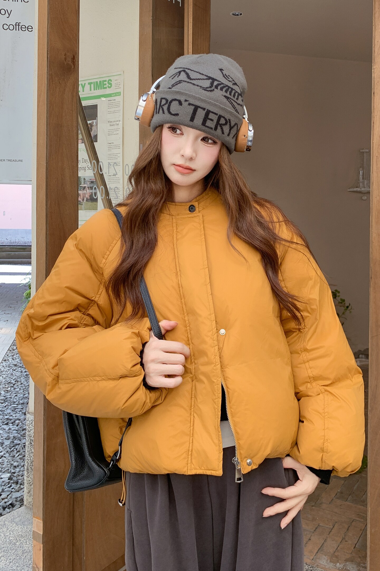 新款！黄色短款90白鸭绒羽绒服外套159-524P275K418,女装羽绒服,浙宝159