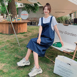 盐系甜美减龄工装牛仔背带裙女夏学院风宽松大码显瘦孕妇连衣裙，女装连衣裙，浙宝159