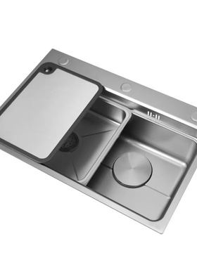 6846新款304不锈钢米粒大单盆带菜板多功能子母洗菜盆闪银大水槽