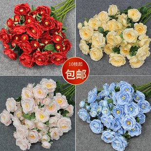 仿真小茶梅婚庆绢花开心玫多头月季玫瑰野茶玫婚礼堂装饰路引插花