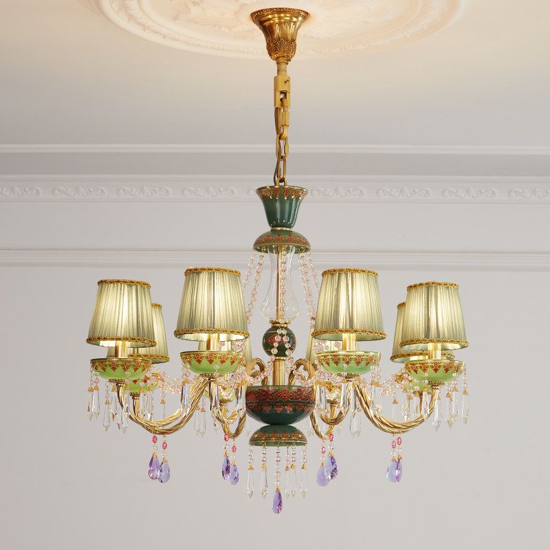 法式全铜水晶吊灯客厅餐厅欧式复古田园卧室温馨浪漫公主房灯具