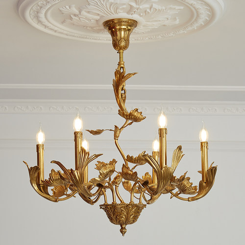 英慕灯饰复古法式别墅全铜吊灯