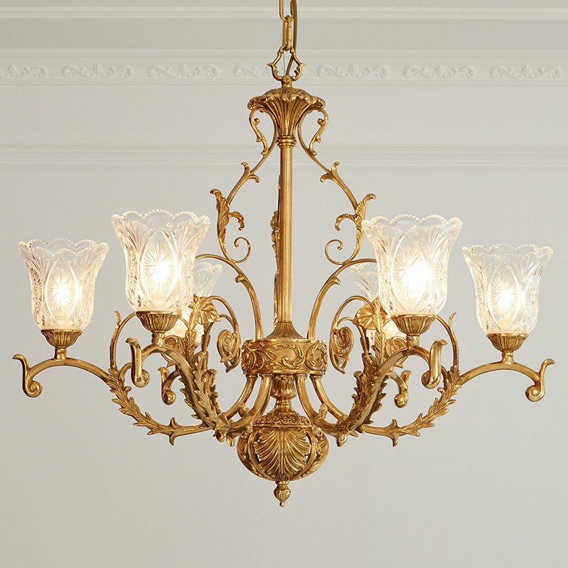 法式复古别墅全铜吊灯奢华欧式客厅餐厅卧室书房灯具脱蜡铜艺术灯