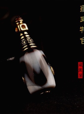 藏式文玩佛珠手串配饰虎牙天珠三通佛头diy金刚星月百香籽配件