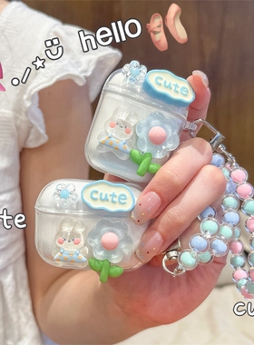 适用Lenovo联想lp5pro透明保护套lp23新款LP80蓝牙耳机保护壳lp25全包防摔XT95 POR可爱兔子HT38充电盒lp2pro