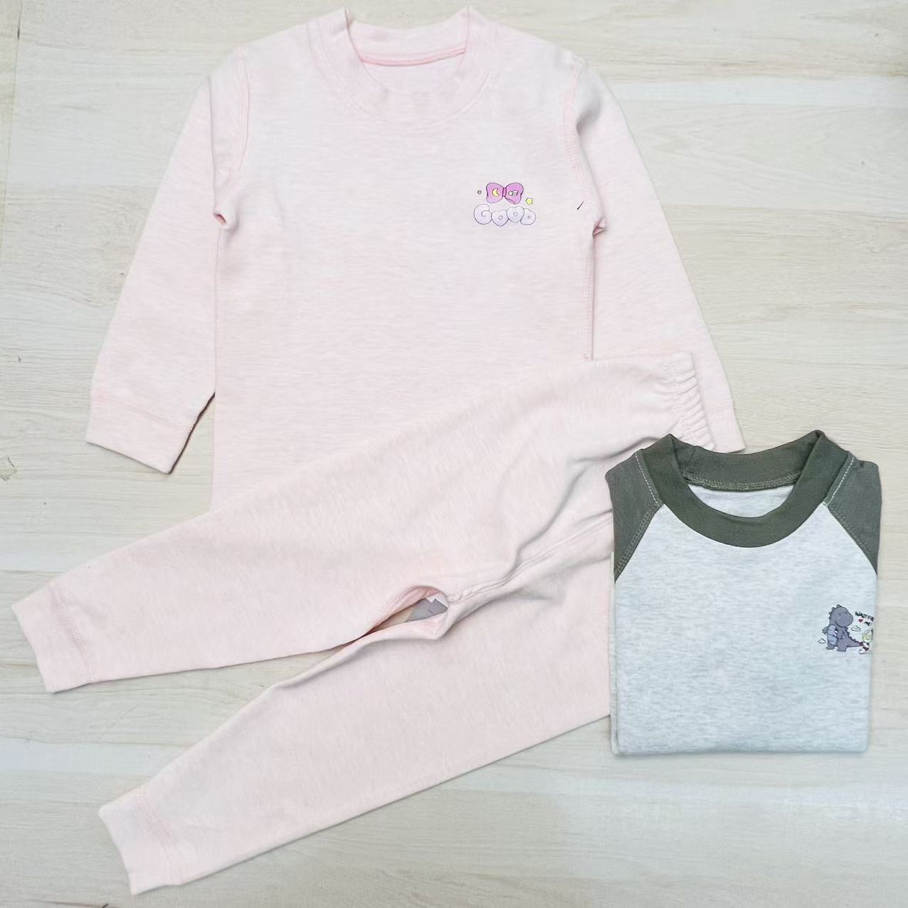 B01秋冬款迪纯棉舒绒秋衣秋裤套装 男女儿童内衣家居服套装90-120