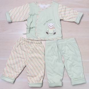 0046 加棉出生衣套装 B512米乐熊秋冬款 新生儿薄棉和尚服三件套