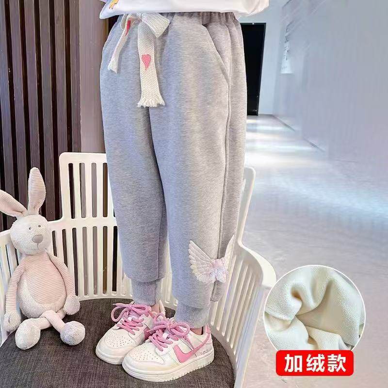 B73晗晗加绒裤秋冬天运动卫裤男女宝80-150