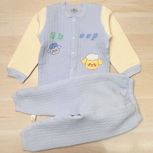 B73咕男女宝宝纯棉三层保暖套装对开高密度不钻棉5569 100-120