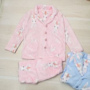 A01福利小袋鼠希瑞珊瑚绒家居服套装秋冬睡衣110-180
