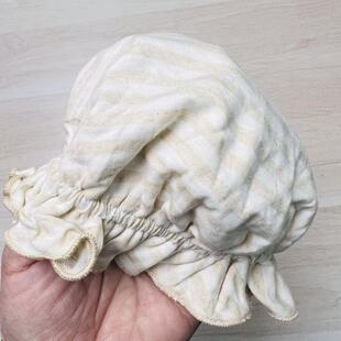 双面可戴 6个月宝宝帽子 A22贝巢双层纯棉花边小胎帽