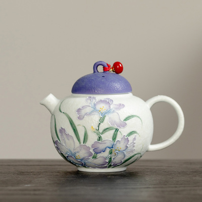 尘事高颜值手绘紫鸢凝华圆满壶