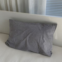 Japanese-style washed cotton pillowcase, Muji same style, 48*74cm simple striped pillowcase, single pillowcase, 1 pair, 2 thumbnail 6