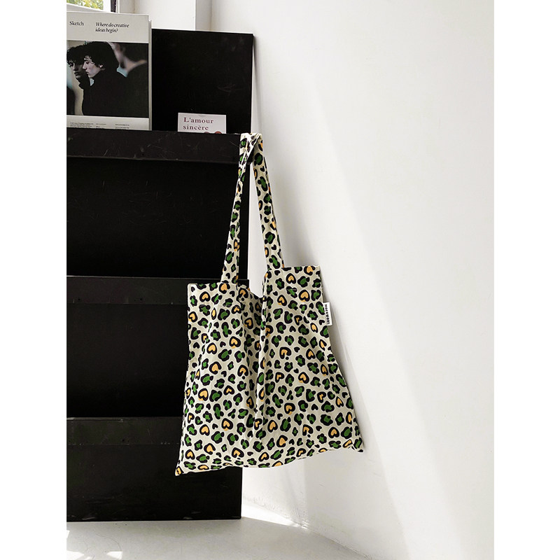 MOREGOOL 24/SS原创 爱心豹纹单肩帆布包 日常轻便棉托特包,箱包皮具/热销女包/男包,时尚帆布包,淘宝优惠券,粉丝福利购,淘宝优惠卷