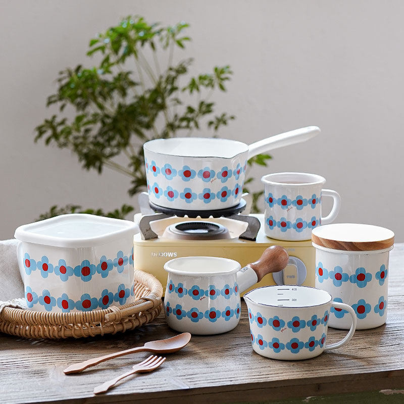 日本制新潟燕三条珐琅奶锅量杯小汤锅珐琅锅单人煮面锅汤锅奶锅