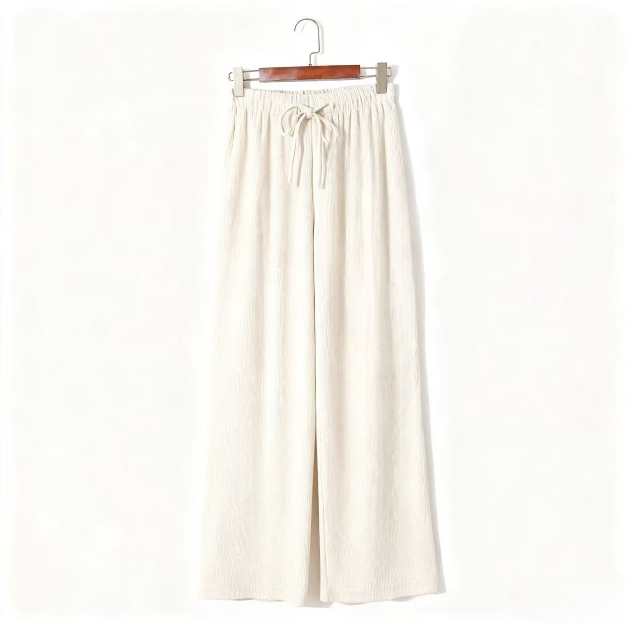 2026春秋针织阔腿裤女 宽松抽绳高腰休闲裤 松弛感百搭直筒长裤,女装/女士精品,休闲裤,淘宝优惠券,粉丝福利购,淘宝优惠卷