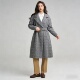 领收腰宽松中长款 2026秋冬高级感灰色格纹毛呢大衣女 西装 外套