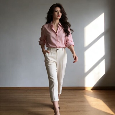 春夏薄款垂坠显瘦八分锥形西装裤