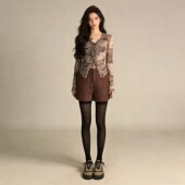 夹棉加厚保暖阔腿外穿打底靴裤 2026春秋复古高腰宽松显瘦短裤 女