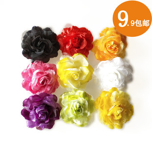 儿童头花舞台演出表演红色大花朵带发卡成人舞蹈头饰发夹发饰品