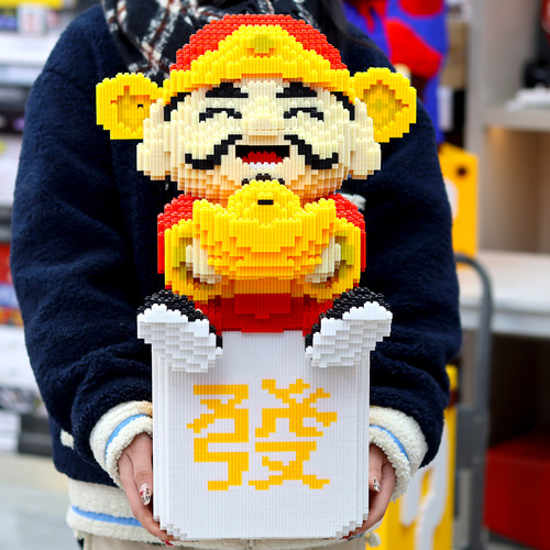 财神爷2025年新款拼图积木益智女