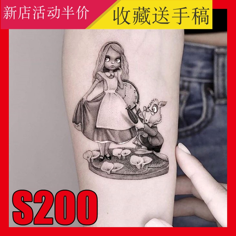 纹身手稿简约点刺风格小清新图案几何线条动物卡通可爱欧美刺青图