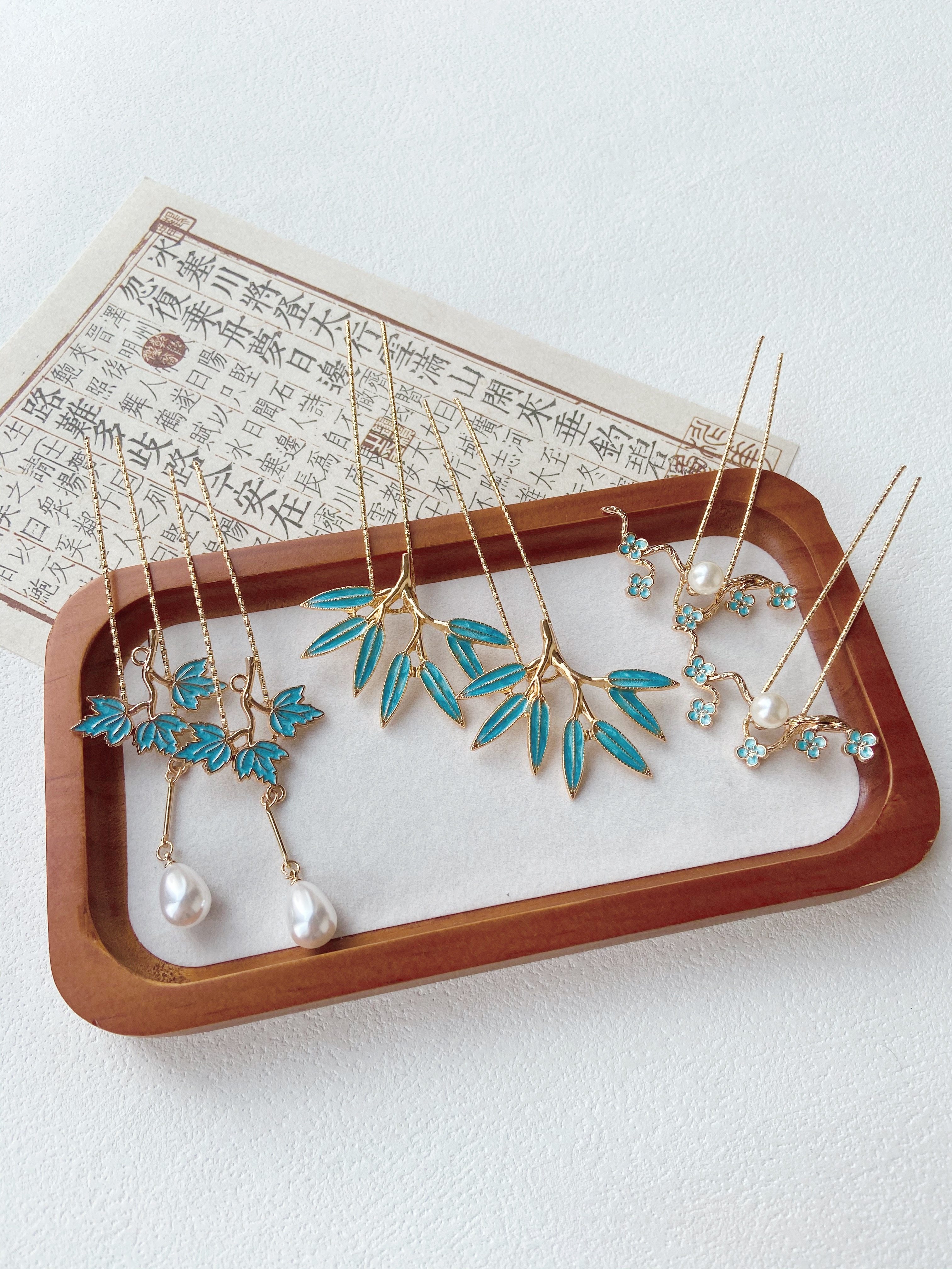 ｛烧蓝掩鬓。｝汉服小发钗发簪子唐风宋制古装中国风发饰古风头饰